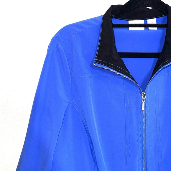 Weekends by Chico’s Blue 3/4 Sleeve Full Zip Windbreaker Jacket 1 Medium Women’s - Picture 3 of 11